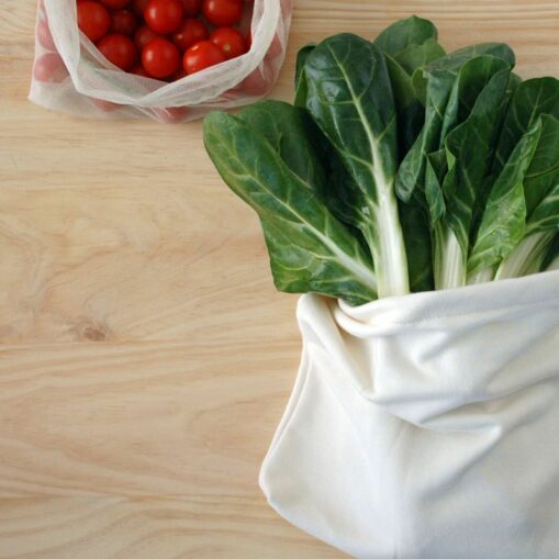 Bolsa de algodón orgánico para conservar verduras. Usar y Reusar