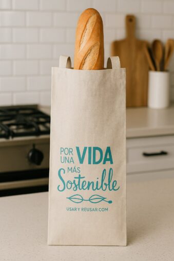Bolsa para el pan de tela reutilizada - Imagen 2